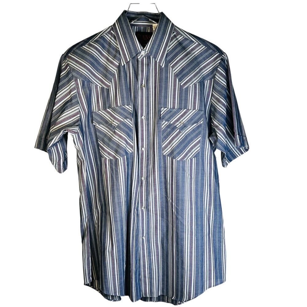 Plains Western Wear Medium Men Pearl Snap Plaid Shirt Rodeo Outdoors